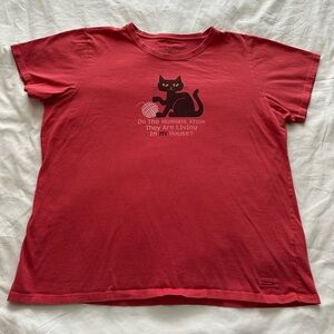 Life Is Good Red Cat Graphic Tee